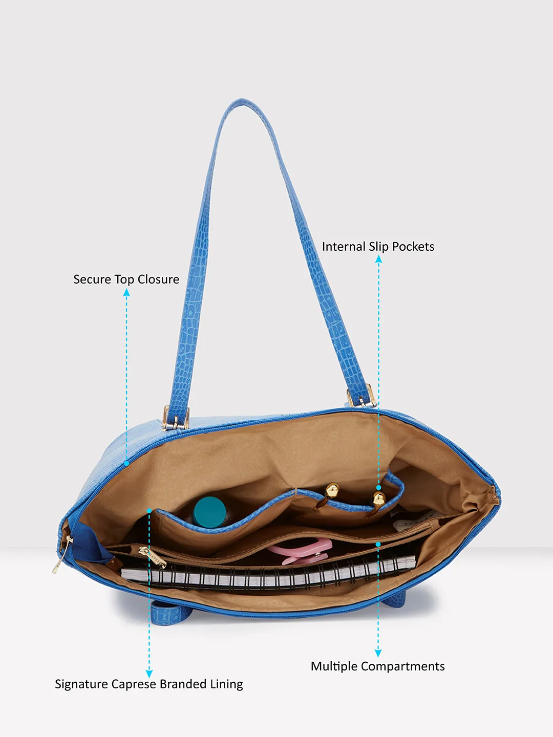 Caprese Gianna Large (E) Blue Tote Bag - Image 7
