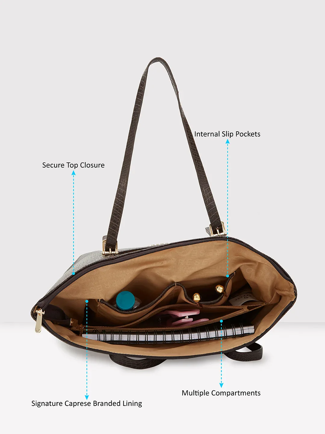 Caprese Gianna Large Dark Tote Bag - Image 8