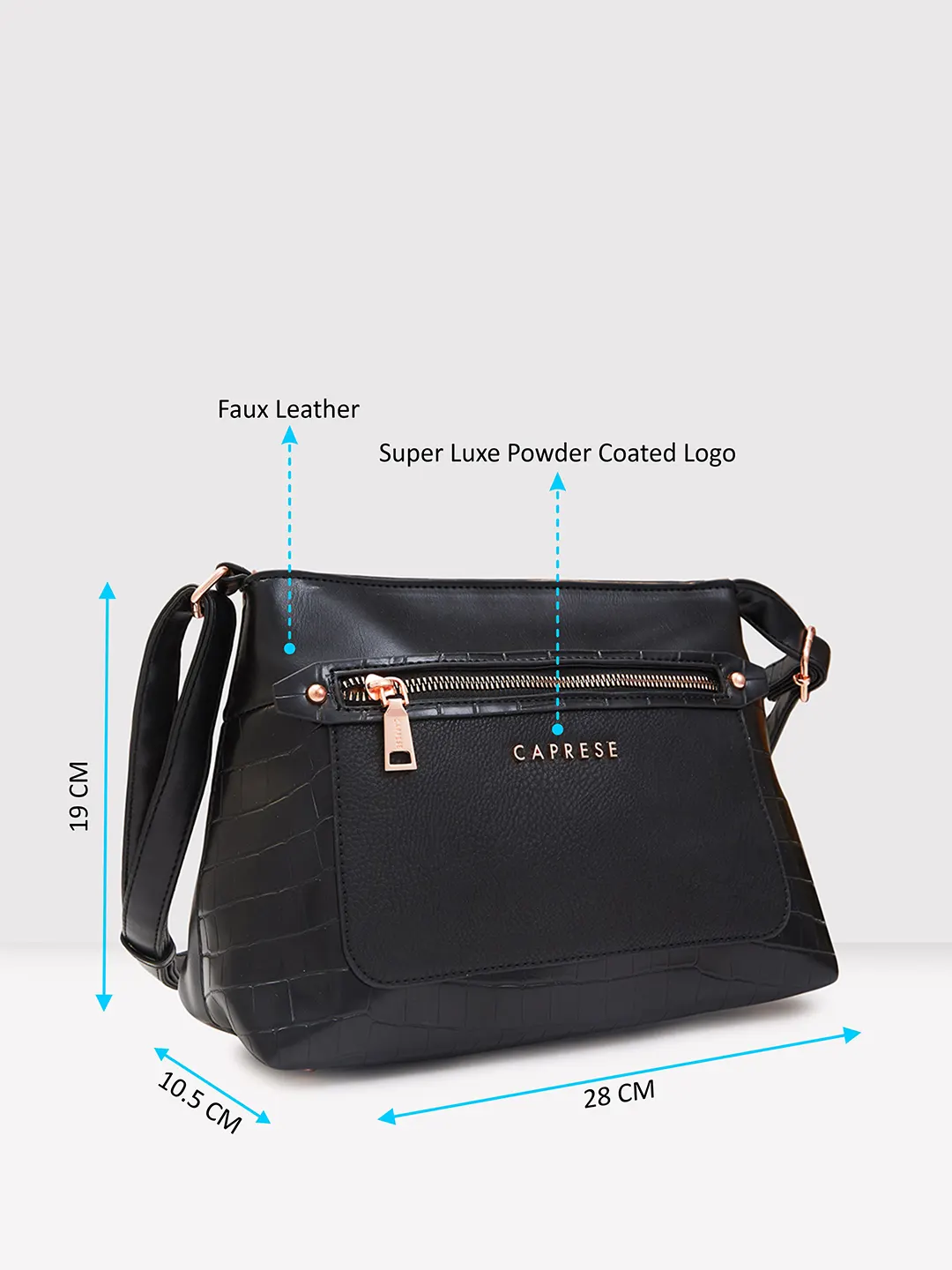 Caprese Gigi Medium Black Sling Bag - Image 10