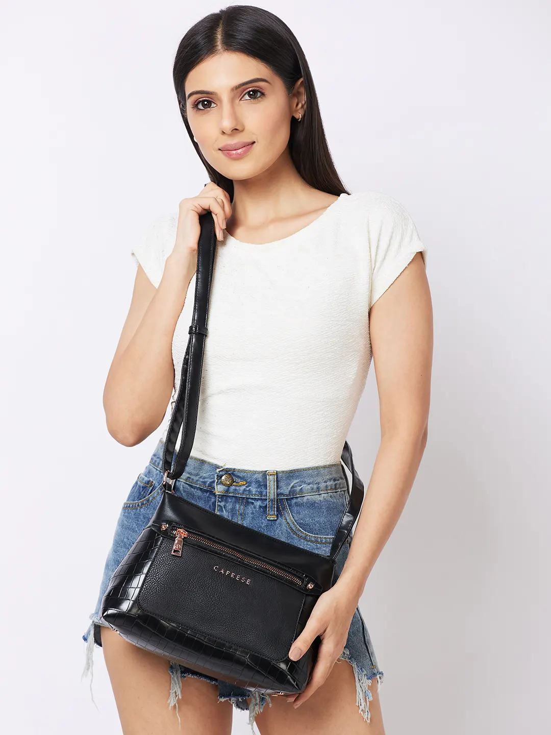 Caprese Gigi Medium Black Sling Bag - Image 2