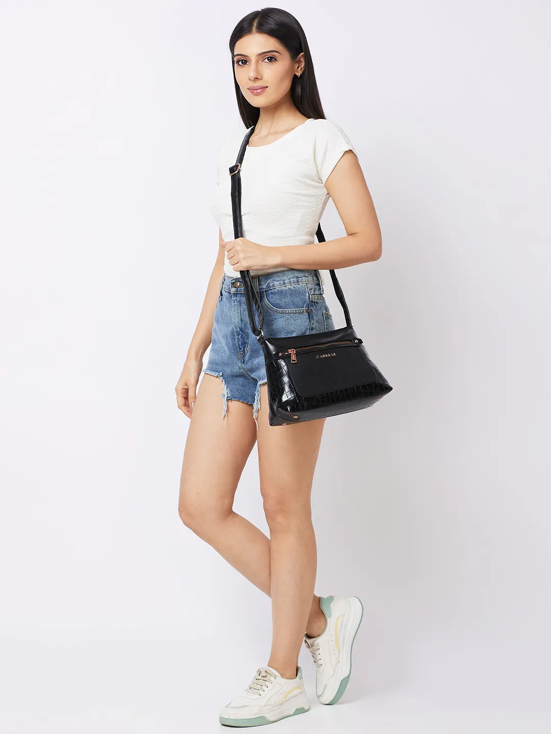 Caprese Gigi Medium Black Sling Bag - Image 4