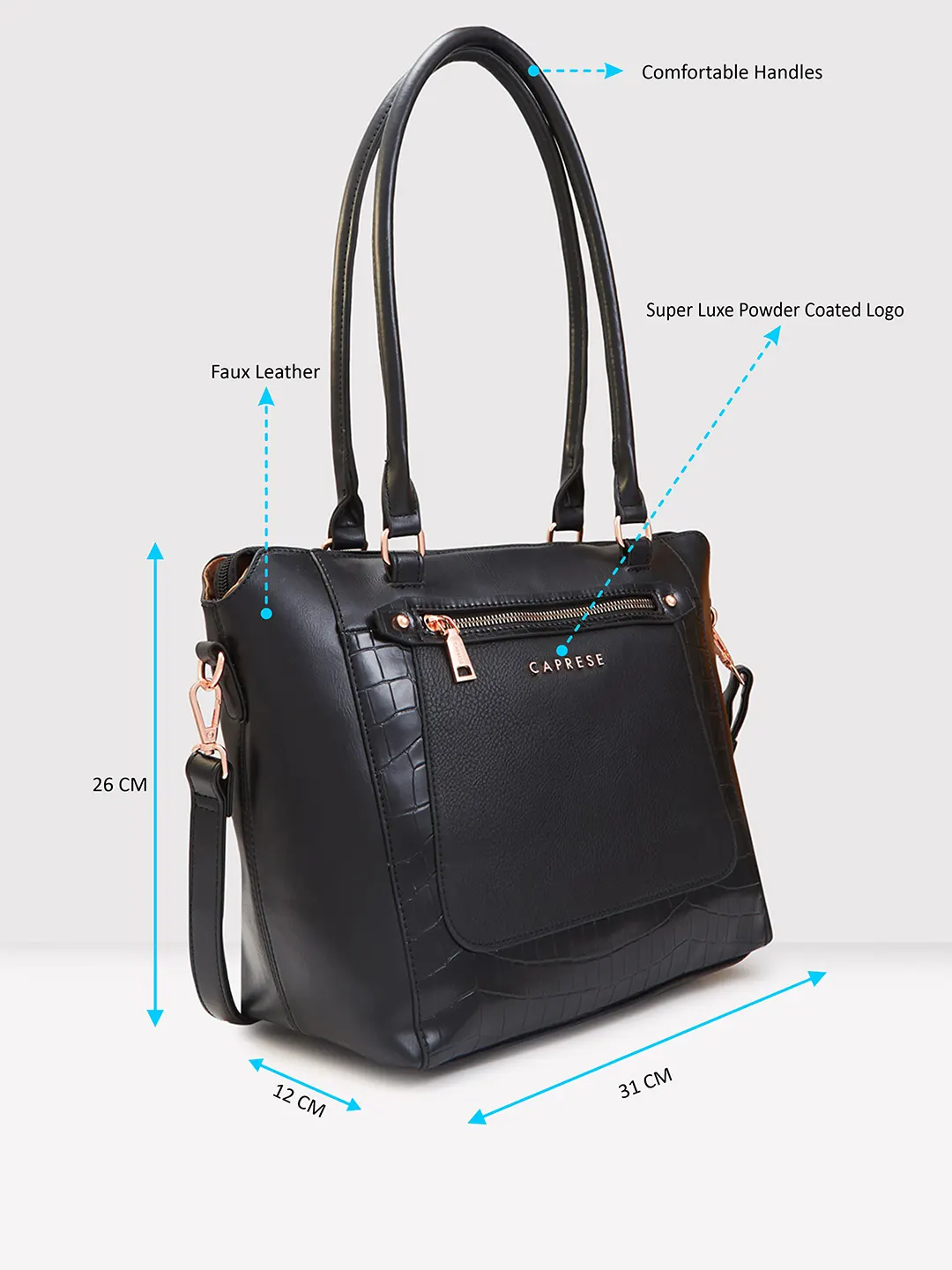 Caprese Gigi Large Black Tote Bag - Image 6