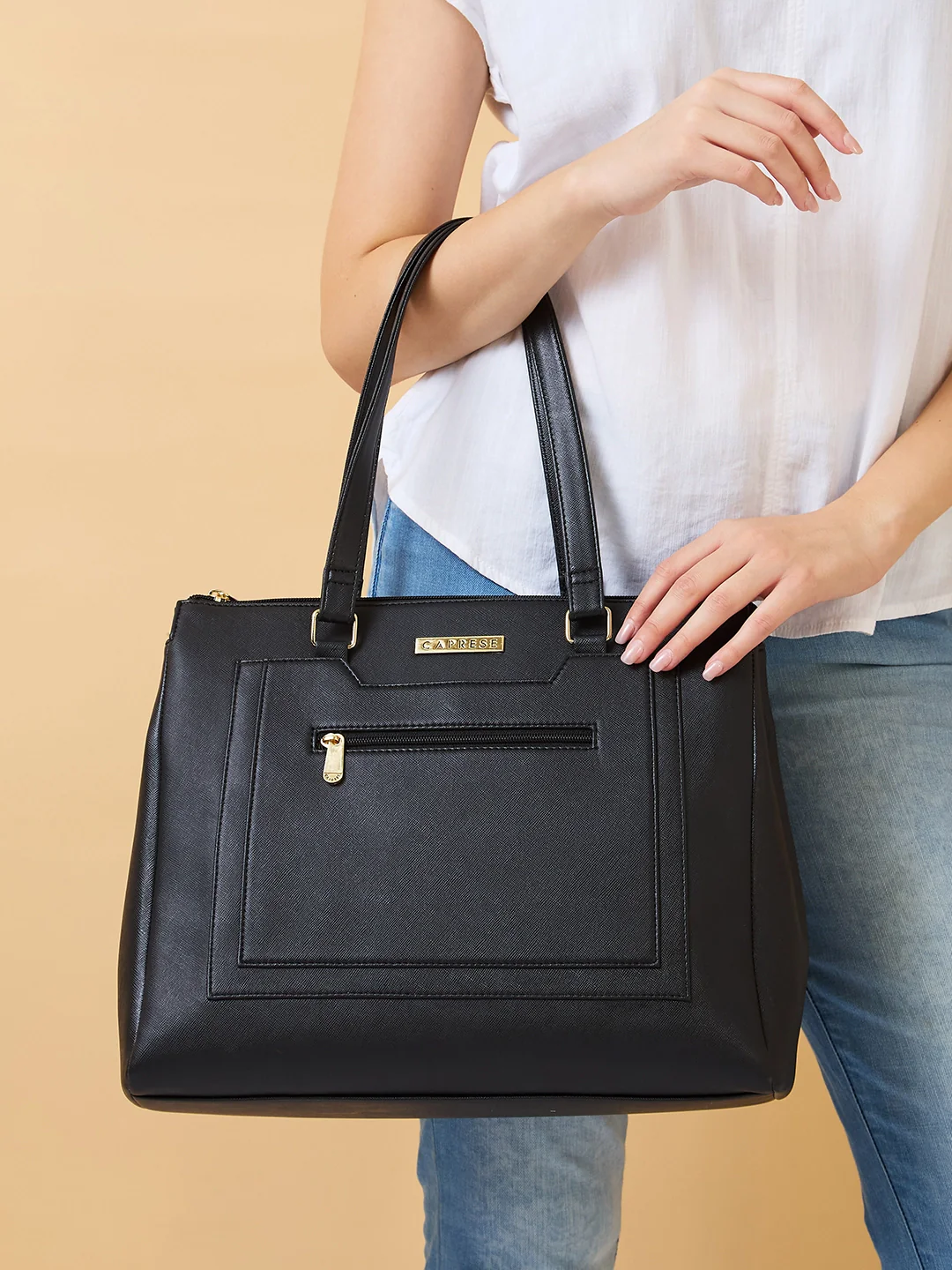 Caprese Ginty Medium Black Satchel Bag - Image 7