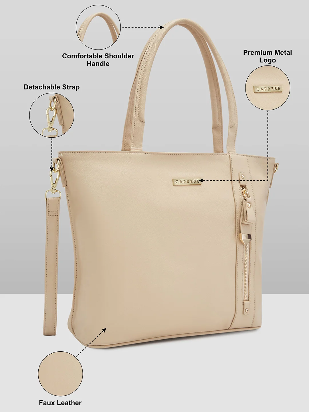 Caprese Gladys Medium Skin Tote Bag - Image 6