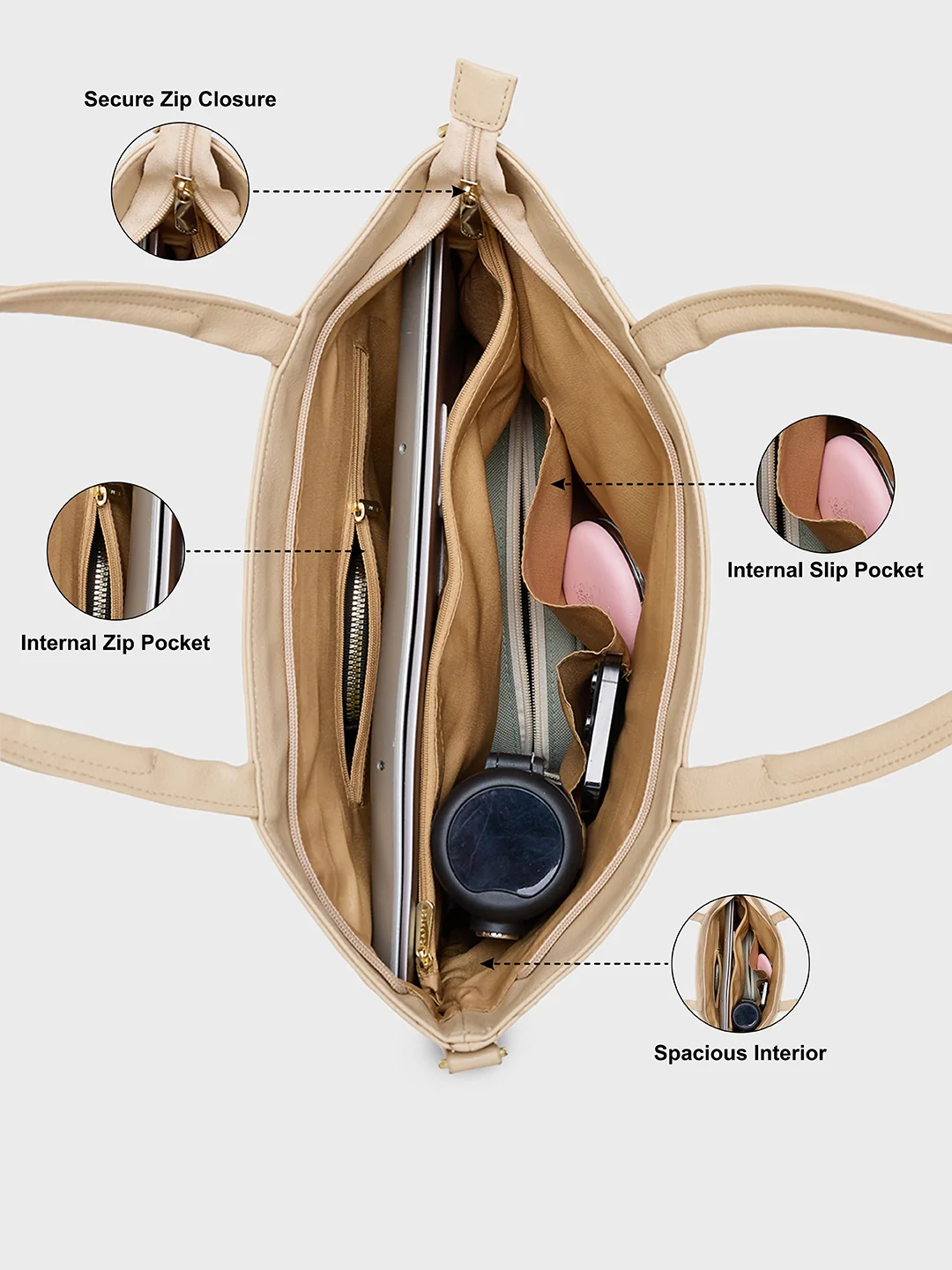 Caprese Gladys Medium Skin Tote Bag - Image 7