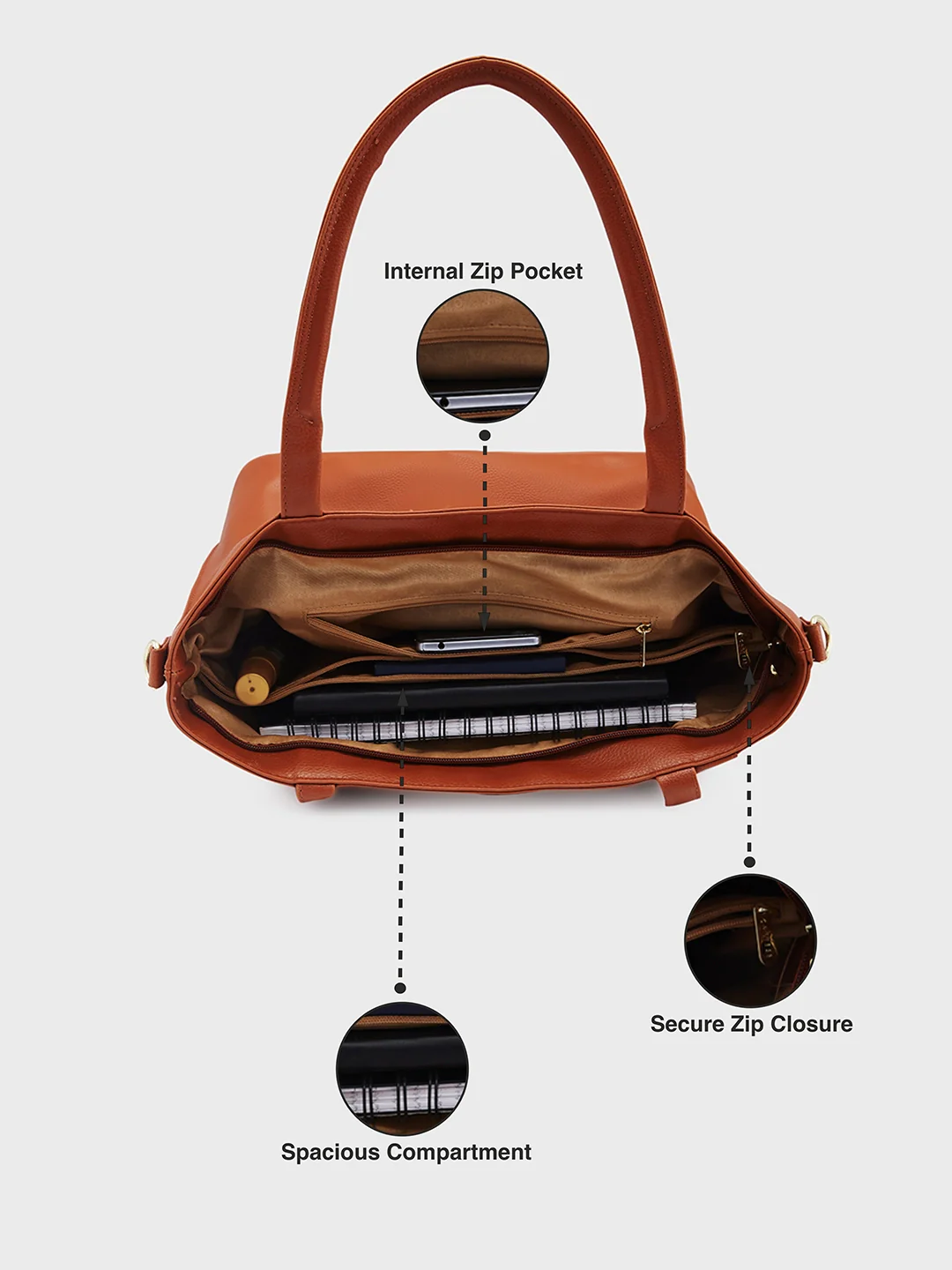 Caprese Gladys Medium Tan Tote Bag - Image 7