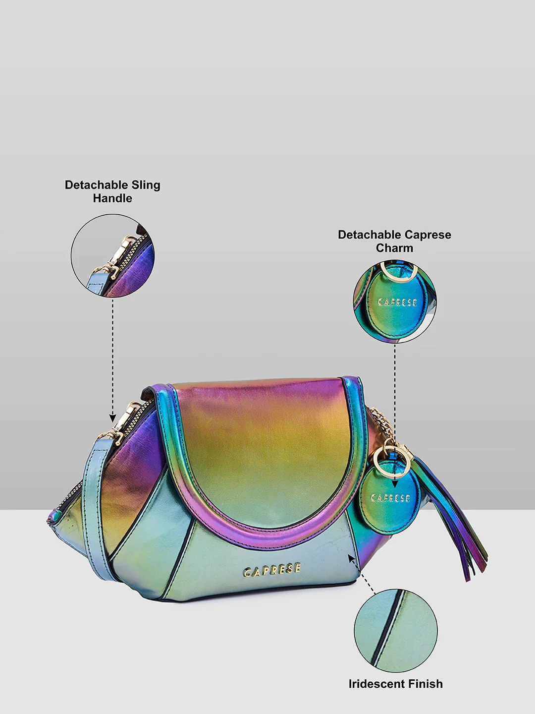 Caprese Glam Eve Large Metallic Clutch - Image 3