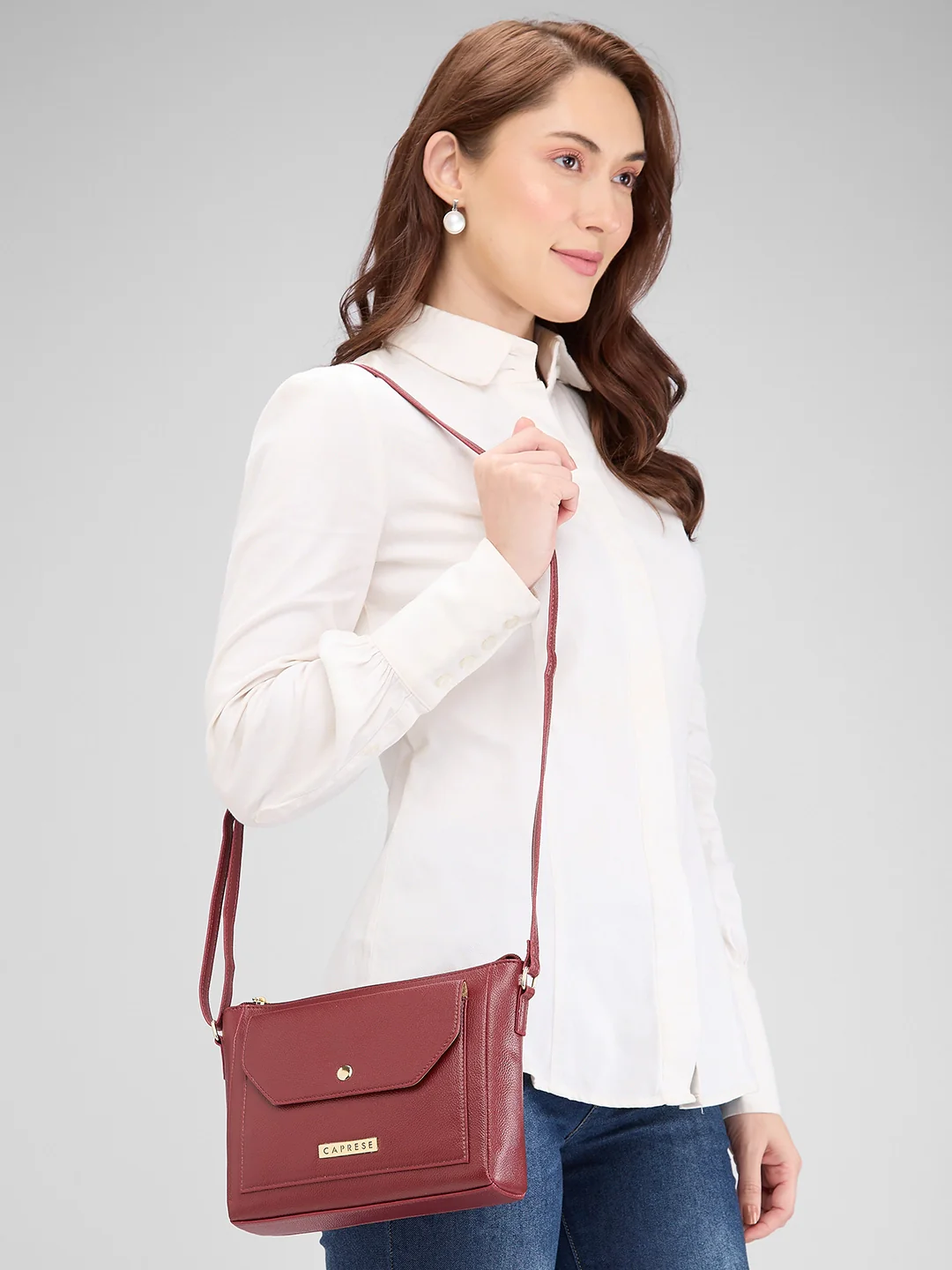 Caprese Glenn Medium Plum Sling Bag - Image 13