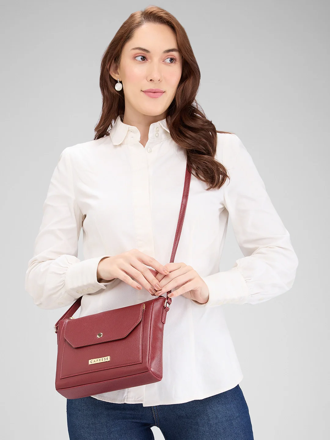 Caprese Glenn Medium Plum Sling Bag - Image 14