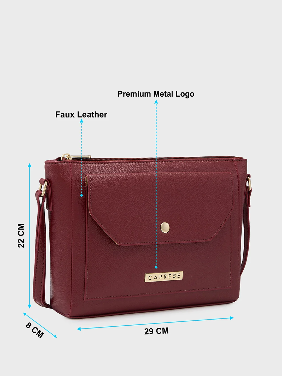 Caprese Glenn Medium Plum Sling Bag - Image 8
