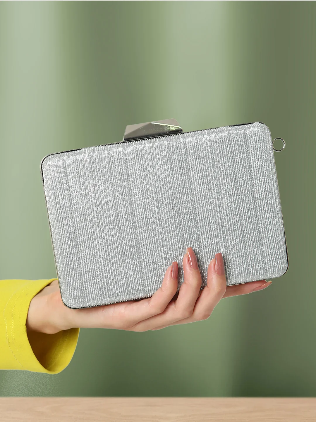 Caprese Goldy Small Silver Clutch - Image 2
