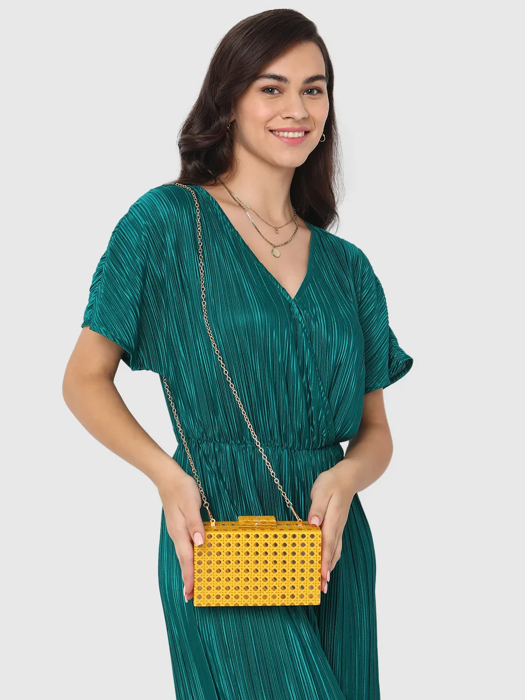 Caprese Golia Small Yellow Clutch - Image 11