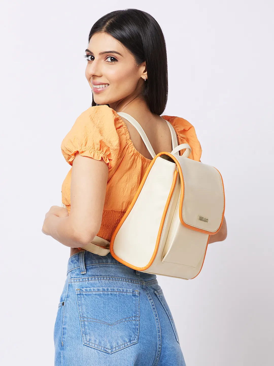 Caprese Gracie Medium Cream Backpack - Image 12