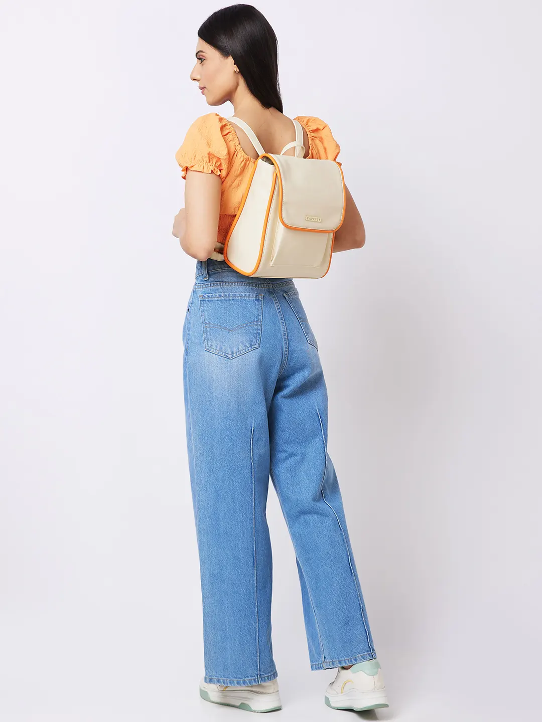 Caprese Gracie Medium Cream Backpack - Image 13