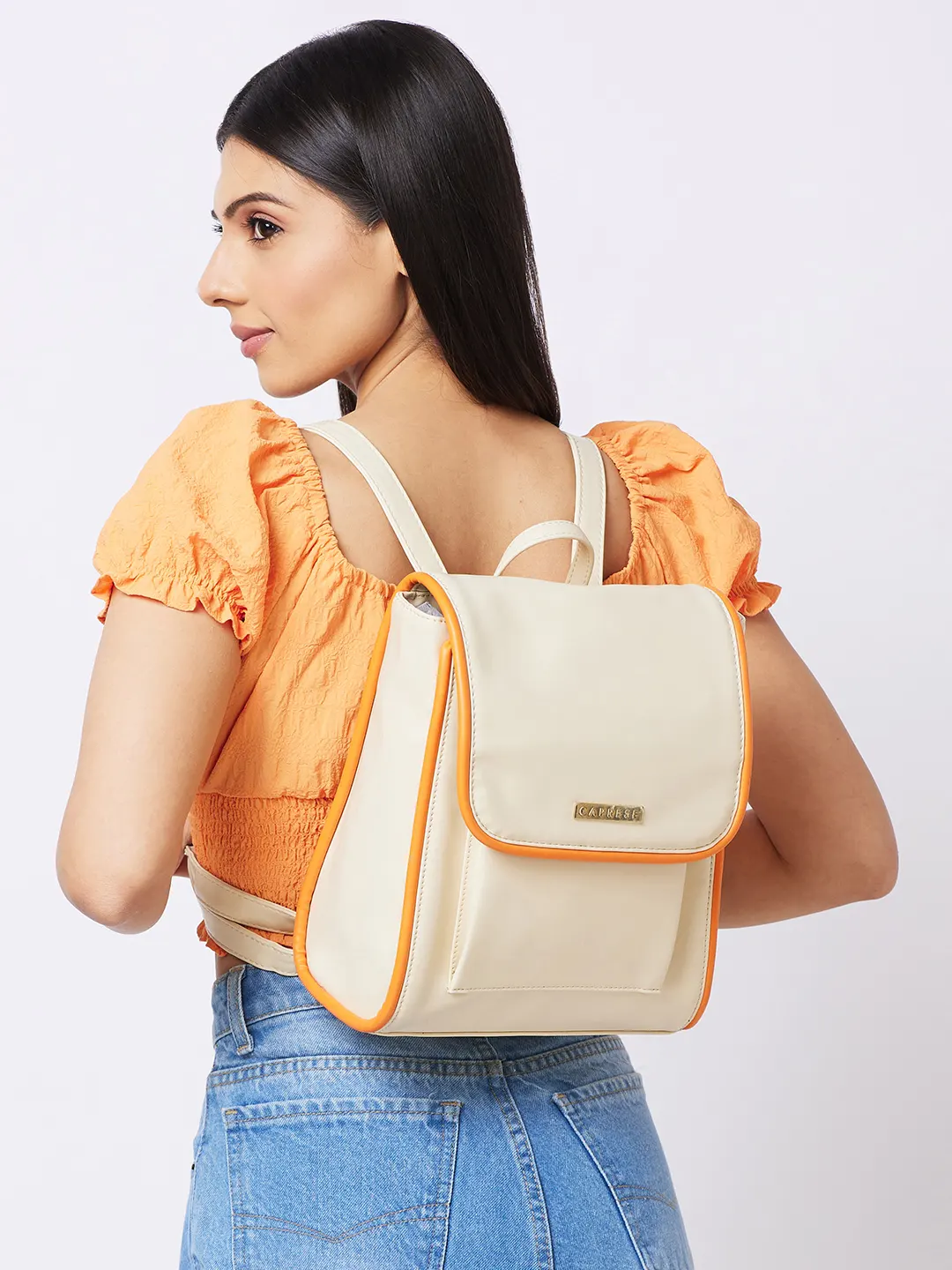 Caprese Gracie Medium Cream Backpack - Image 2