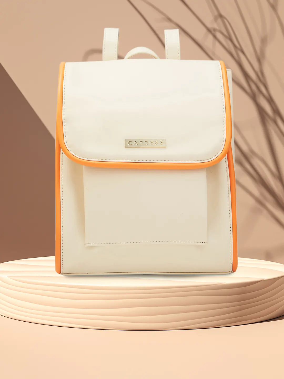 Caprese Gracie Medium Cream Backpack - Image 3