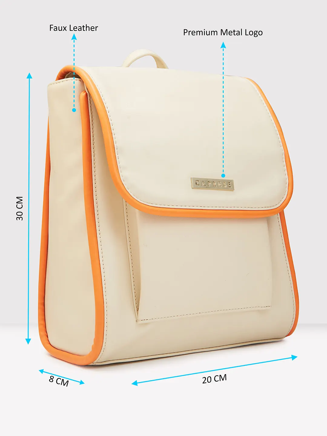 Caprese Gracie Medium Cream Backpack - Image 7
