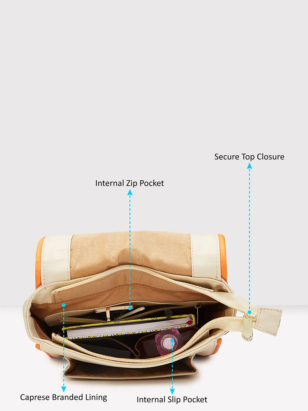 Caprese Gracie Medium Cream Backpack - Image 8