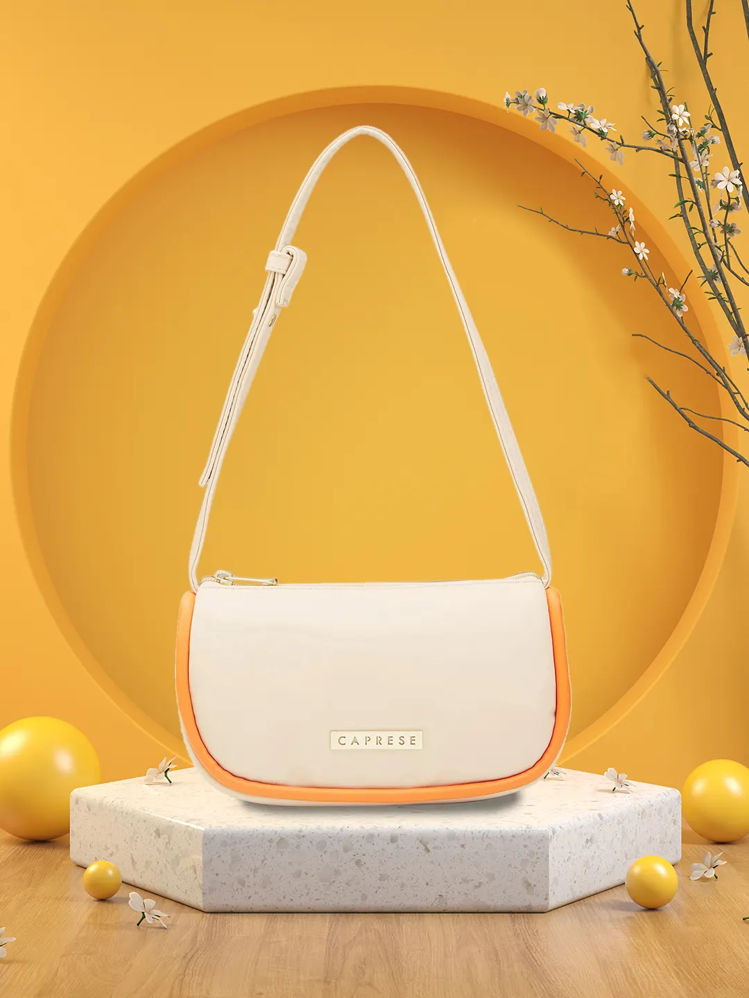 Caprese Gracie Medium Cream Baguette Bag - Image 4