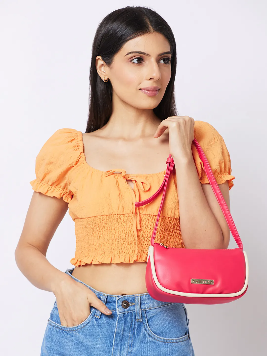 Caprese Gracie Medium Magenta Baguette Bag - Image 2