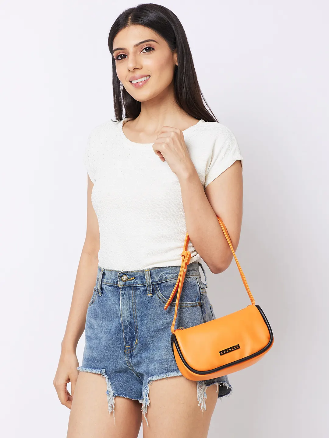 Caprese Gracie Medium Orange Baguette Bag - Image 14