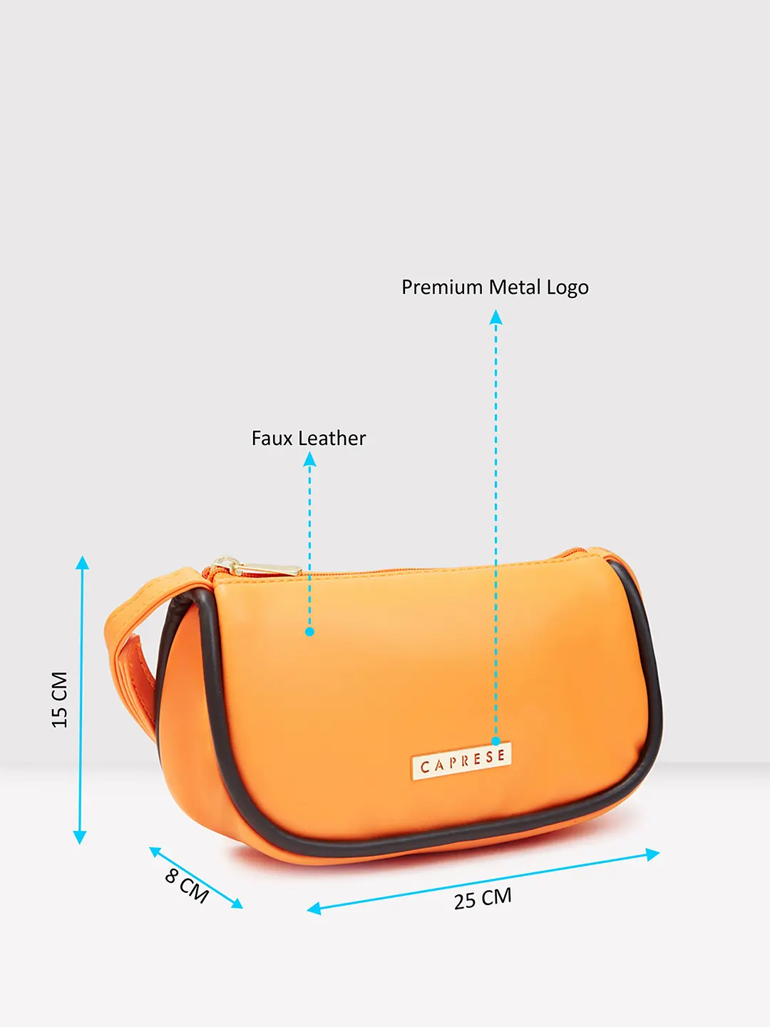Caprese Gracie Medium Orange Baguette Bag - Image 8