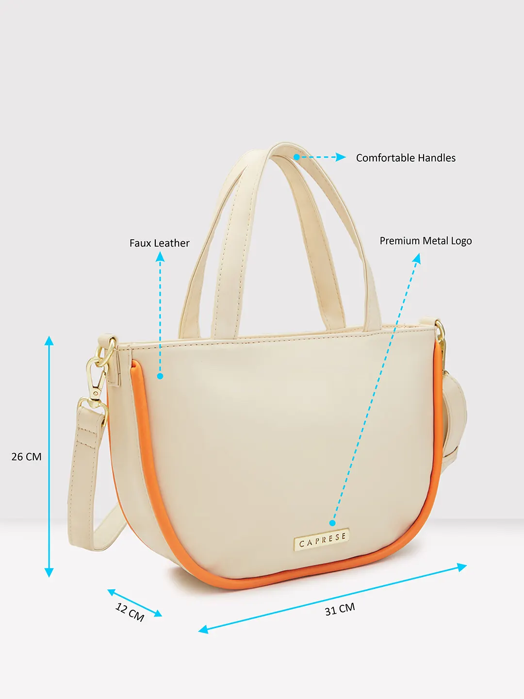 Caprese Gracie Medium Cream Satchel Bag - Image 8