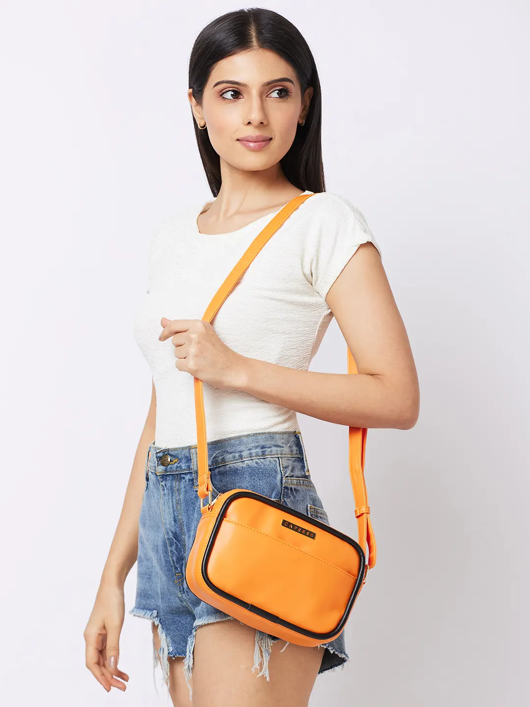 Caprese Gracie Medium Orange Sling Bag - Image 13