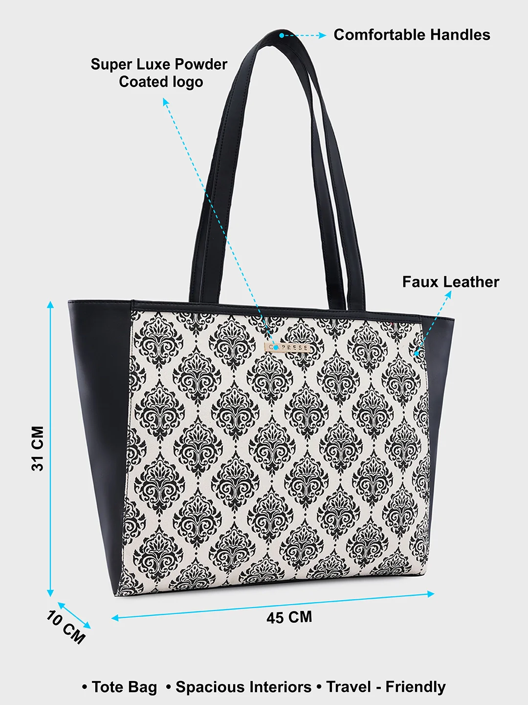 Caprese Hanna Large Black Tote Bag - Image 5