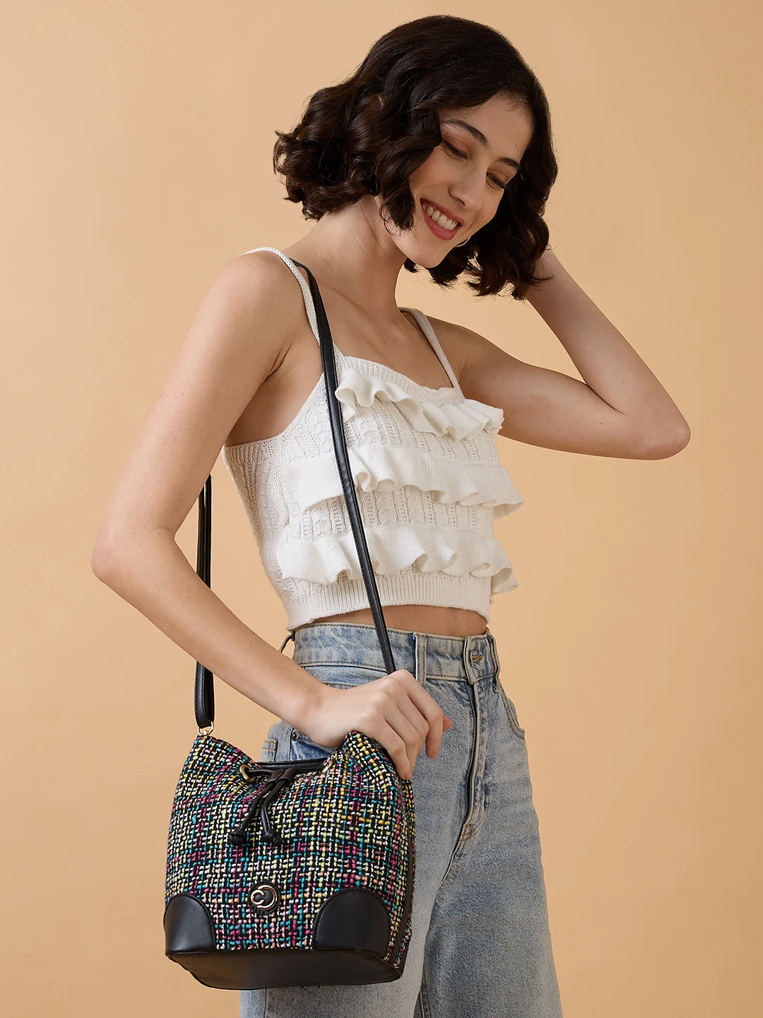 Caprese Harmonee Medium Black Sling Bag - Image 7