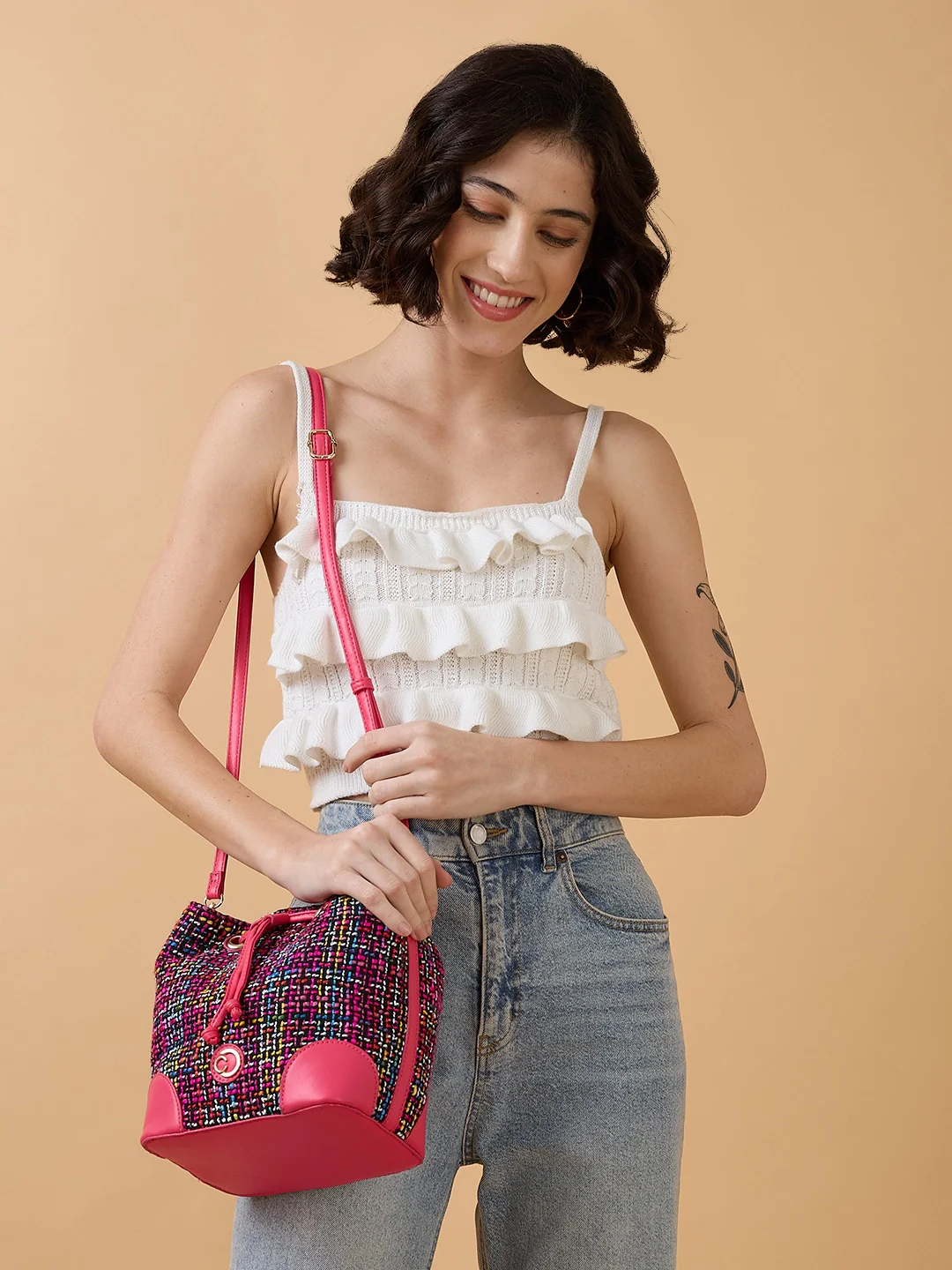 Caprese Harmonee Medium Fuchsia Sling Bag - Image 2