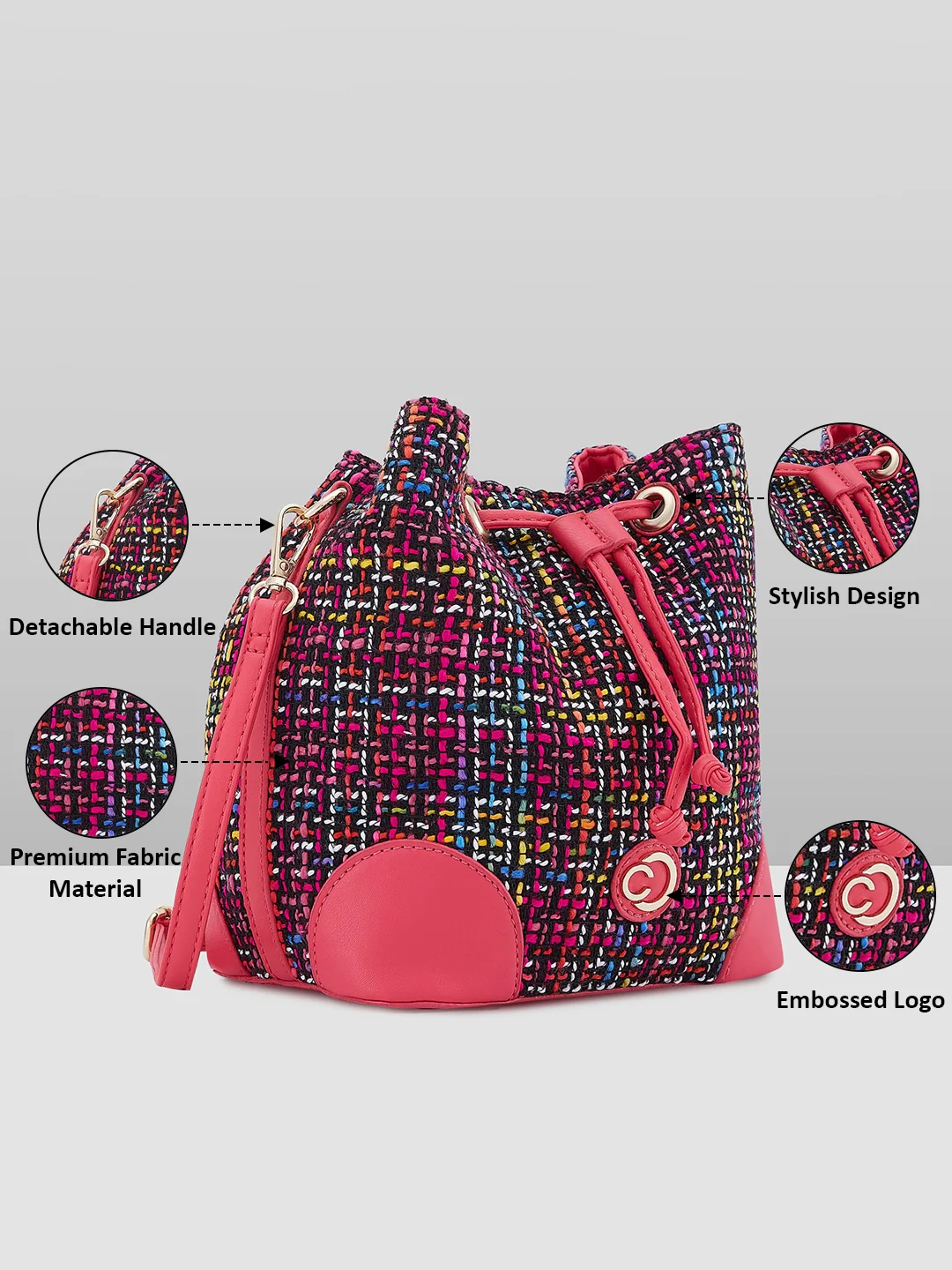 Caprese Harmonee Medium Fuchsia Sling Bag - Image 6