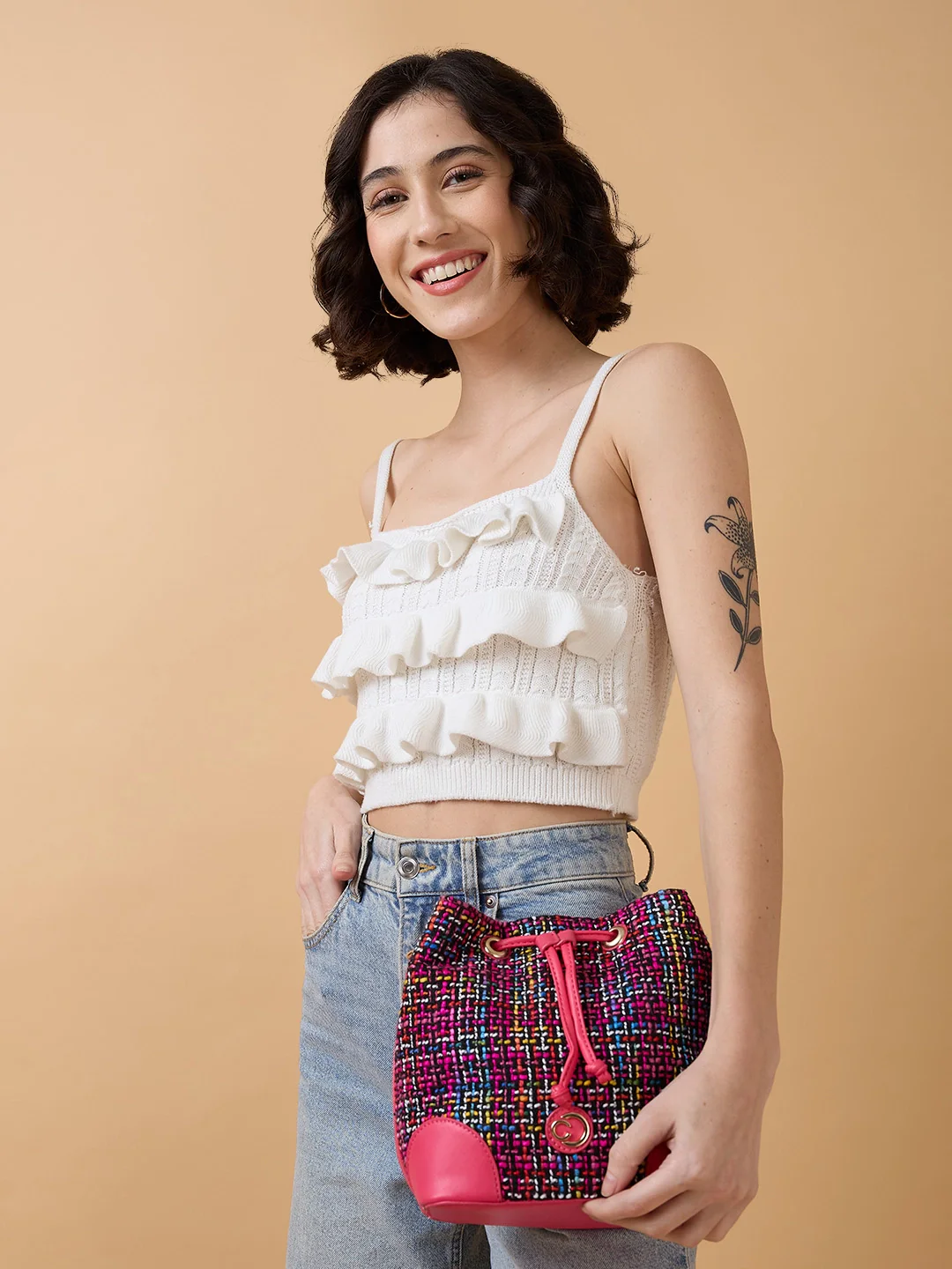 Caprese Harmonee Medium Fuchsia Sling Bag - Image 9