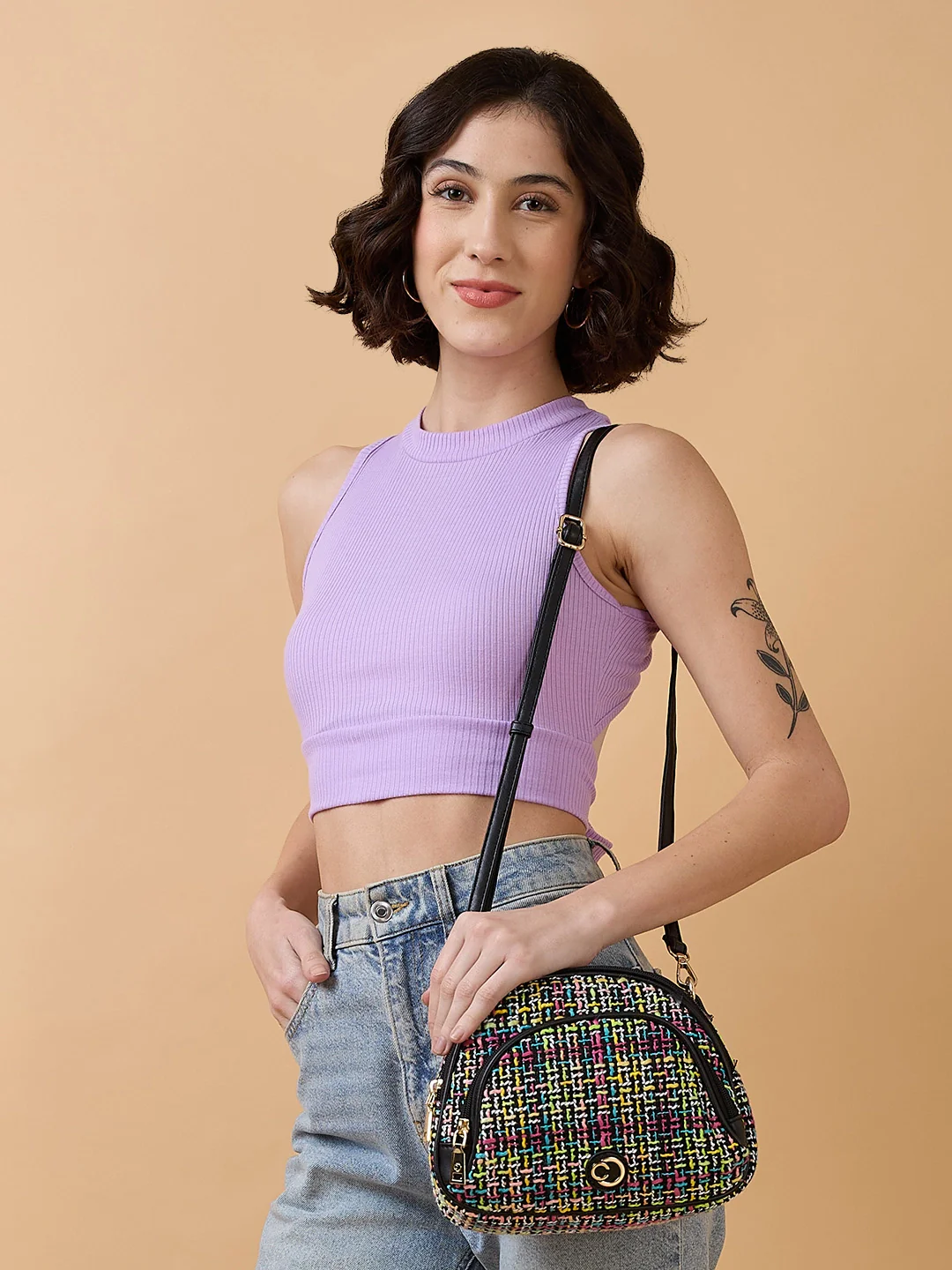 Caprese Harmonee Small Black Sling Bag - Image 2