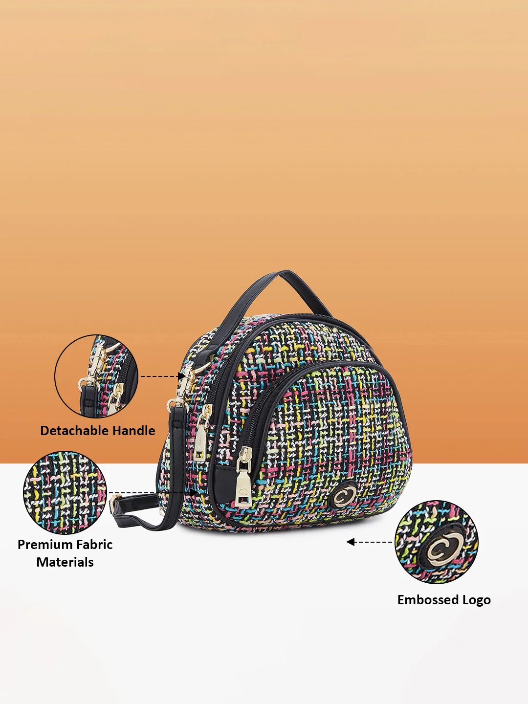Caprese Harmonee Small Black Sling Bag - Image 6