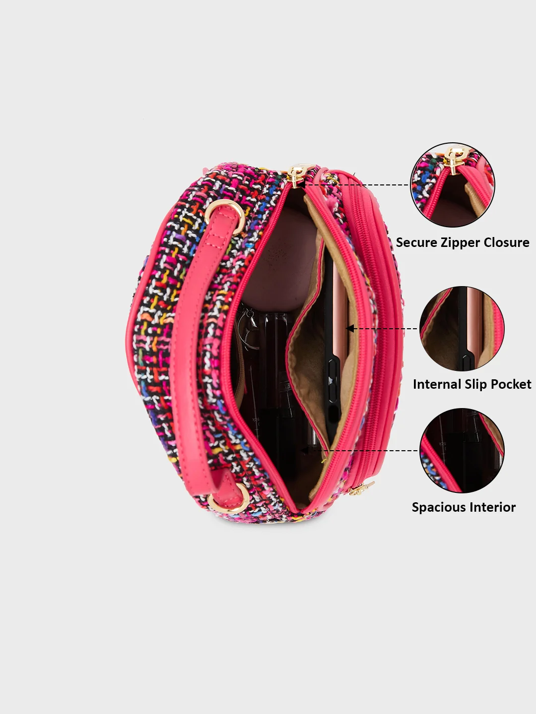 Caprese Harmonee Small Fuchsia Sling Bag - Image 6