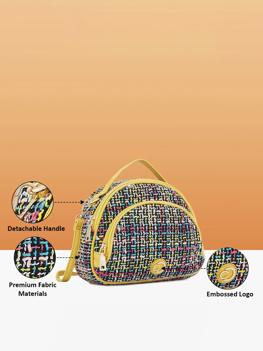 Caprese Harmonee Small Yellow Sling Bag - Image 6