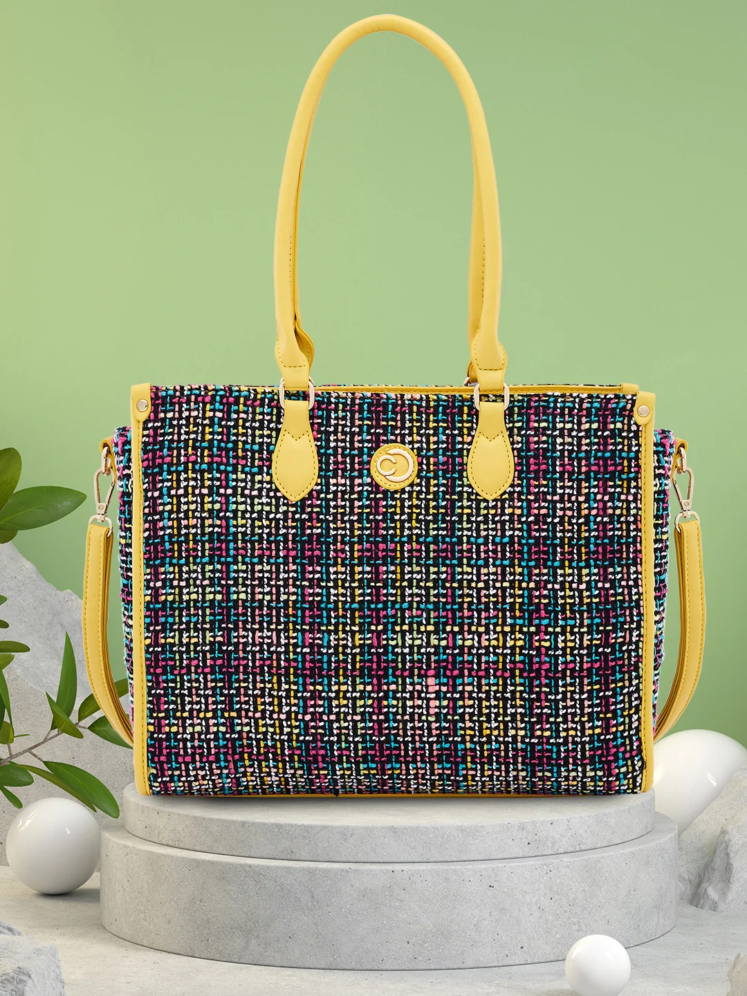 Caprese Harmonee Large Yellow Tote Bag - Image 3