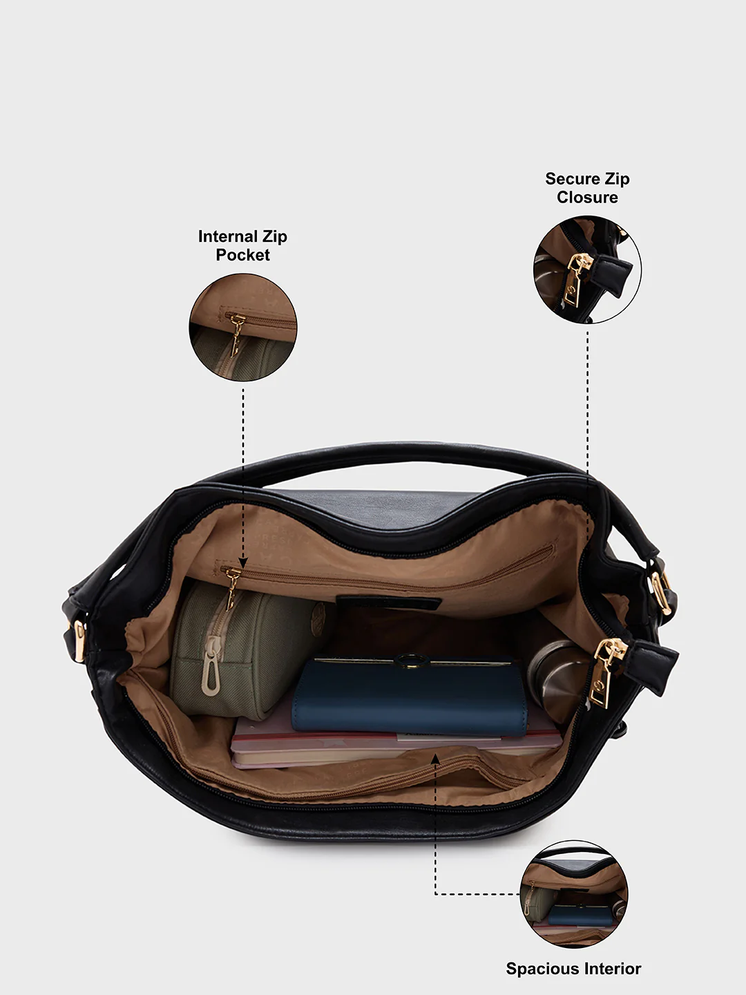Caprese Havana Large Black Satchel Bag - Image 5