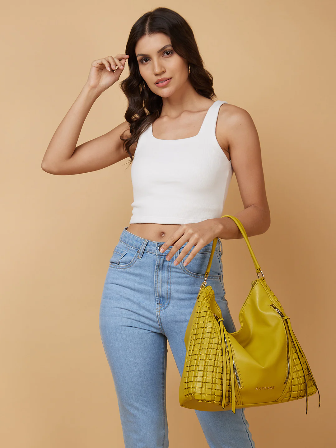 Caprese Havana Large Pastel Yellow Hobo Bag - Image 2