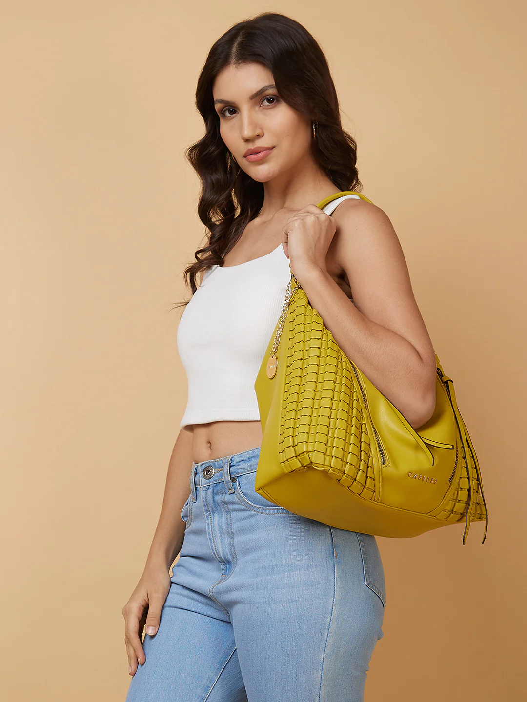 Caprese Havana Large Pastel Yellow Hobo Bag - Image 3