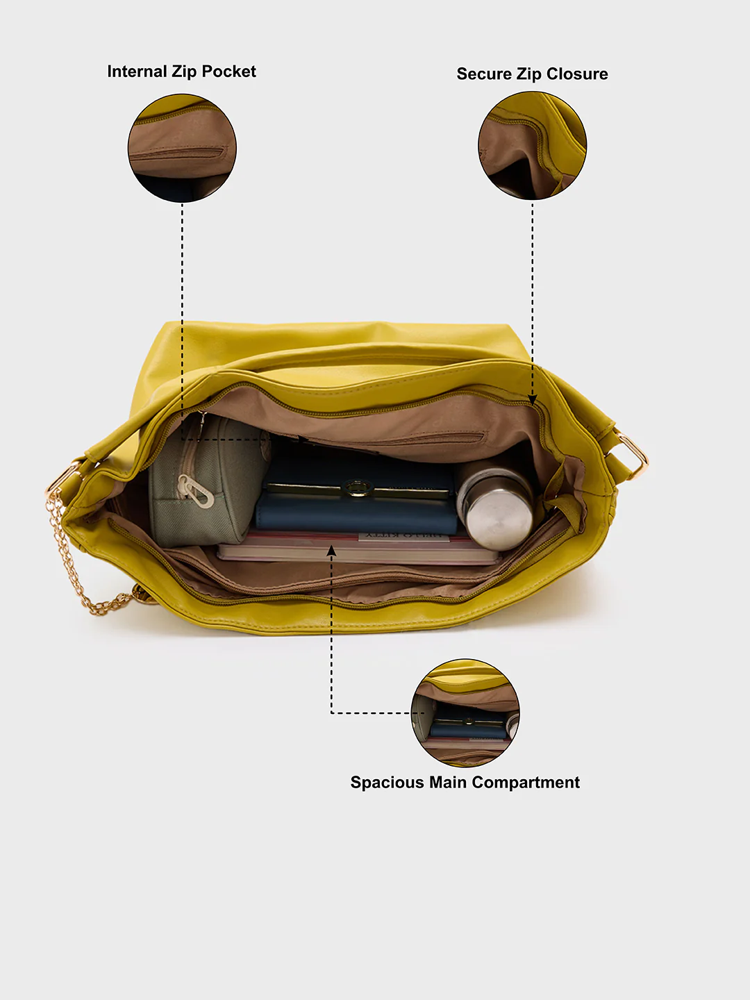Caprese Havana Large Pastel Yellow Hobo Bag - Image 6