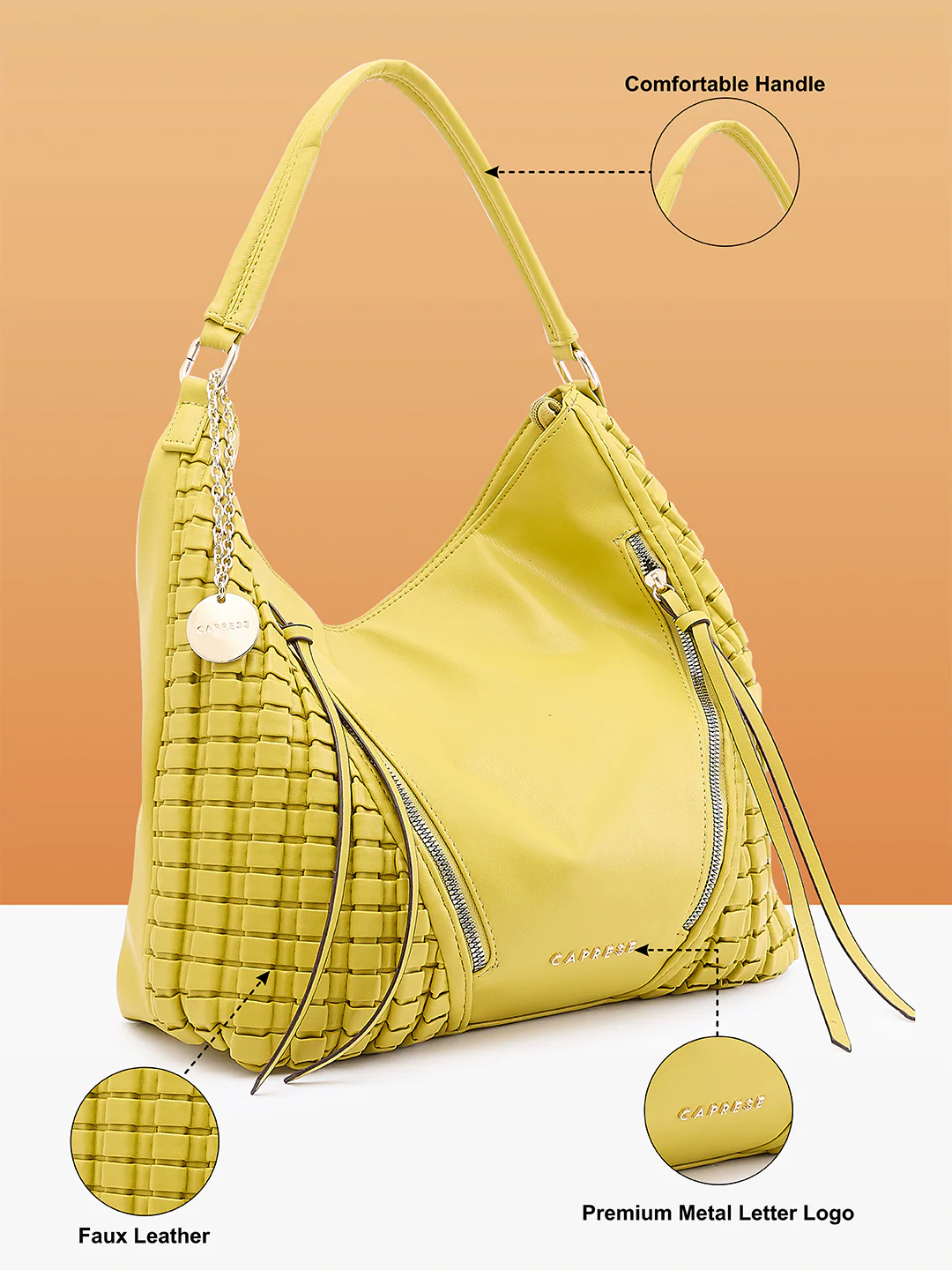 Caprese Havana Large Pastel Yellow Hobo Bag - Image 7