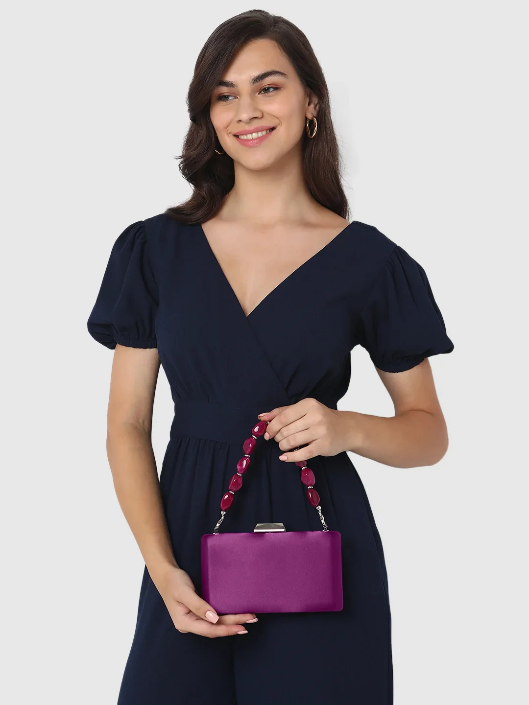 Caprese Hazel Bead Small Purple Clutch - Image 4