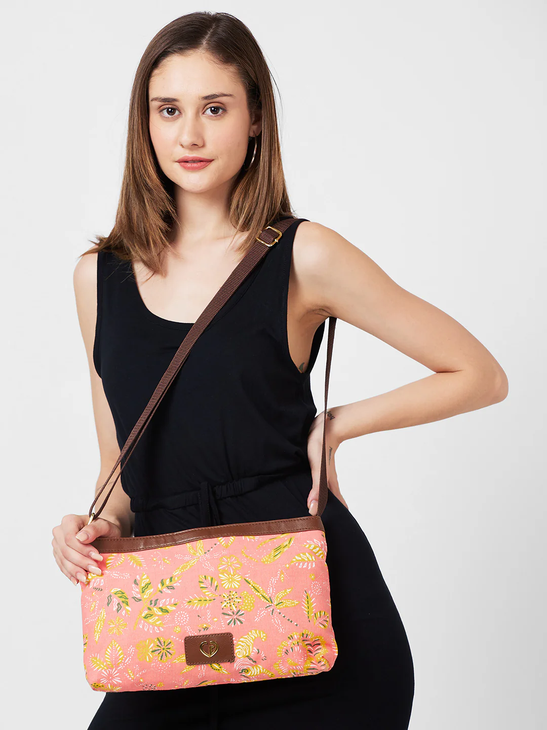 Caprese Hazel Large Coral Sling Bag - Image 3