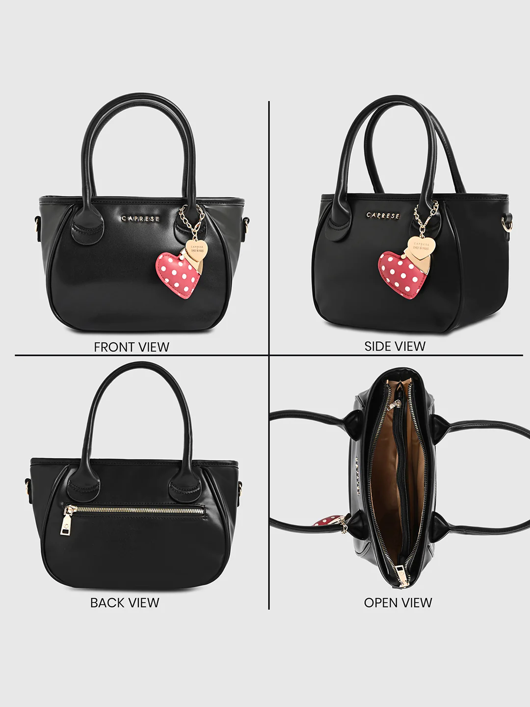 Caprese Hearty Medium Black Satchel Bag - Image 3