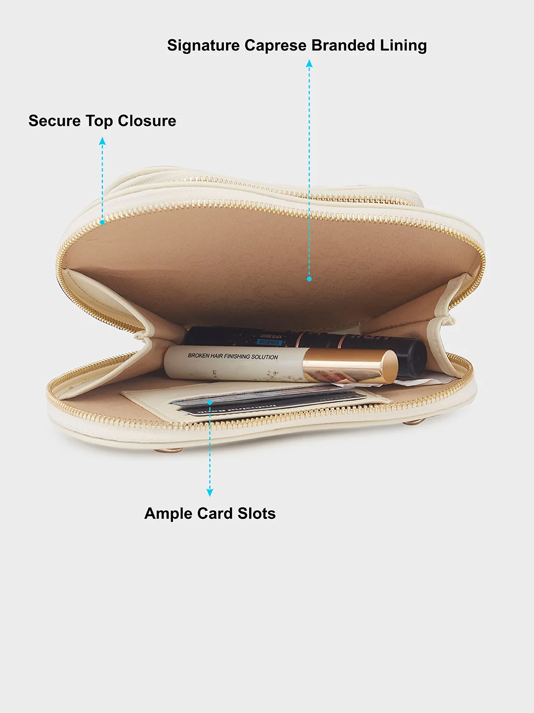 Caprese Hearty Small Cream Sling Bag - Image 8
