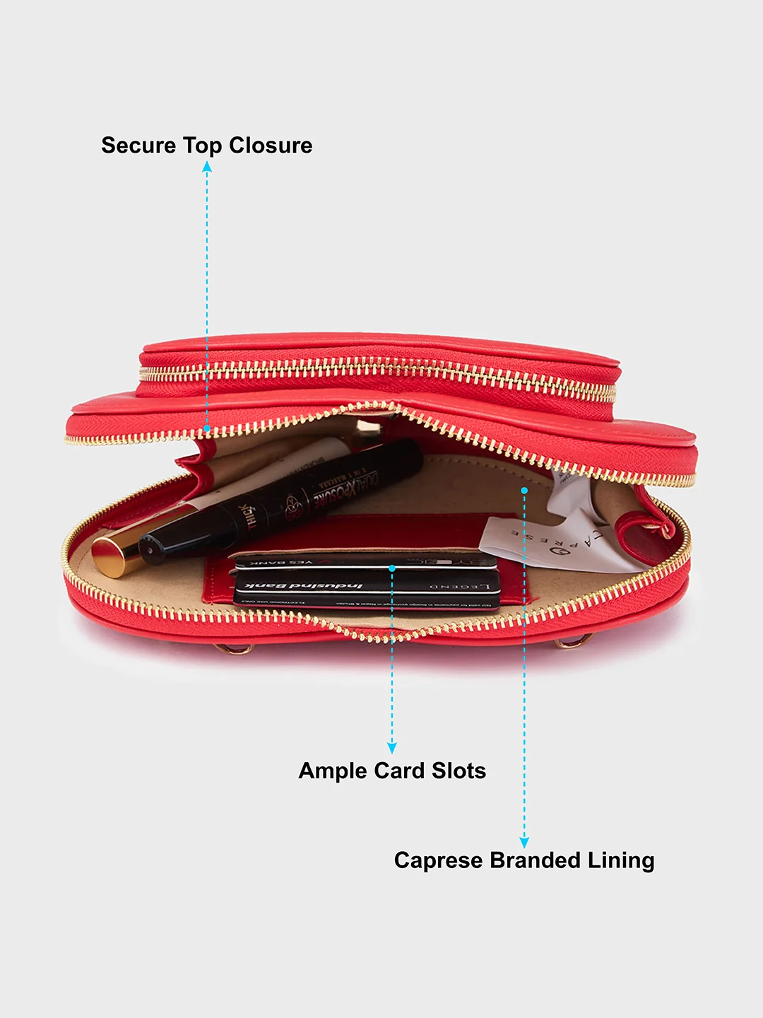 Caprese Hearty Small Red Sling Bag - Image 8