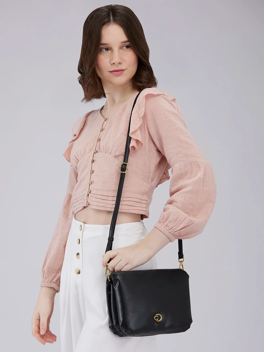 Caprese Heidi Medium Black Sling Bag - Image 13