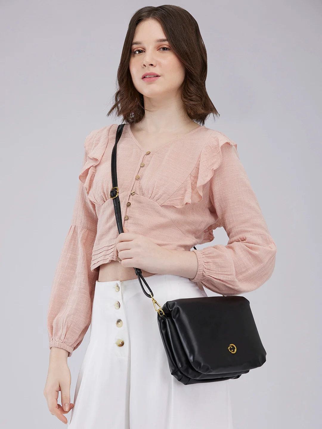 Caprese Heidi Medium Black Sling Bag - Image 2